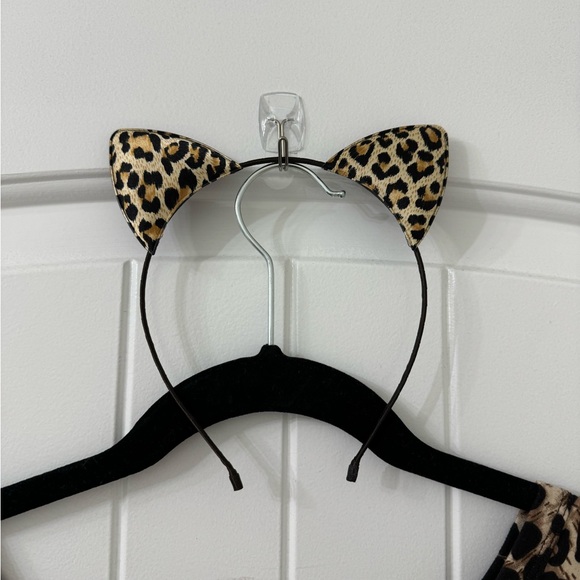 Auselily Women Maxi Dress Leopard Short Sleeve (Halloween Cat Ears Included) - Picture 3 of 6